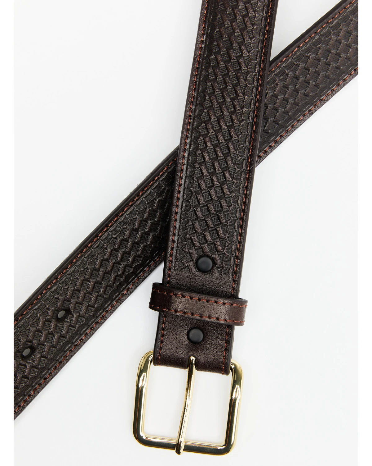 Double S Basketweave Embossed Money Pocket Leather Belt 2 Double S Basketweave Embossed Money Pocket Leather Belt - Image 2