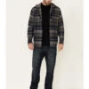 Hawx Men's Dark Gray Townsend Plaid Hooded Long Sleeve Flannel Work Shirt