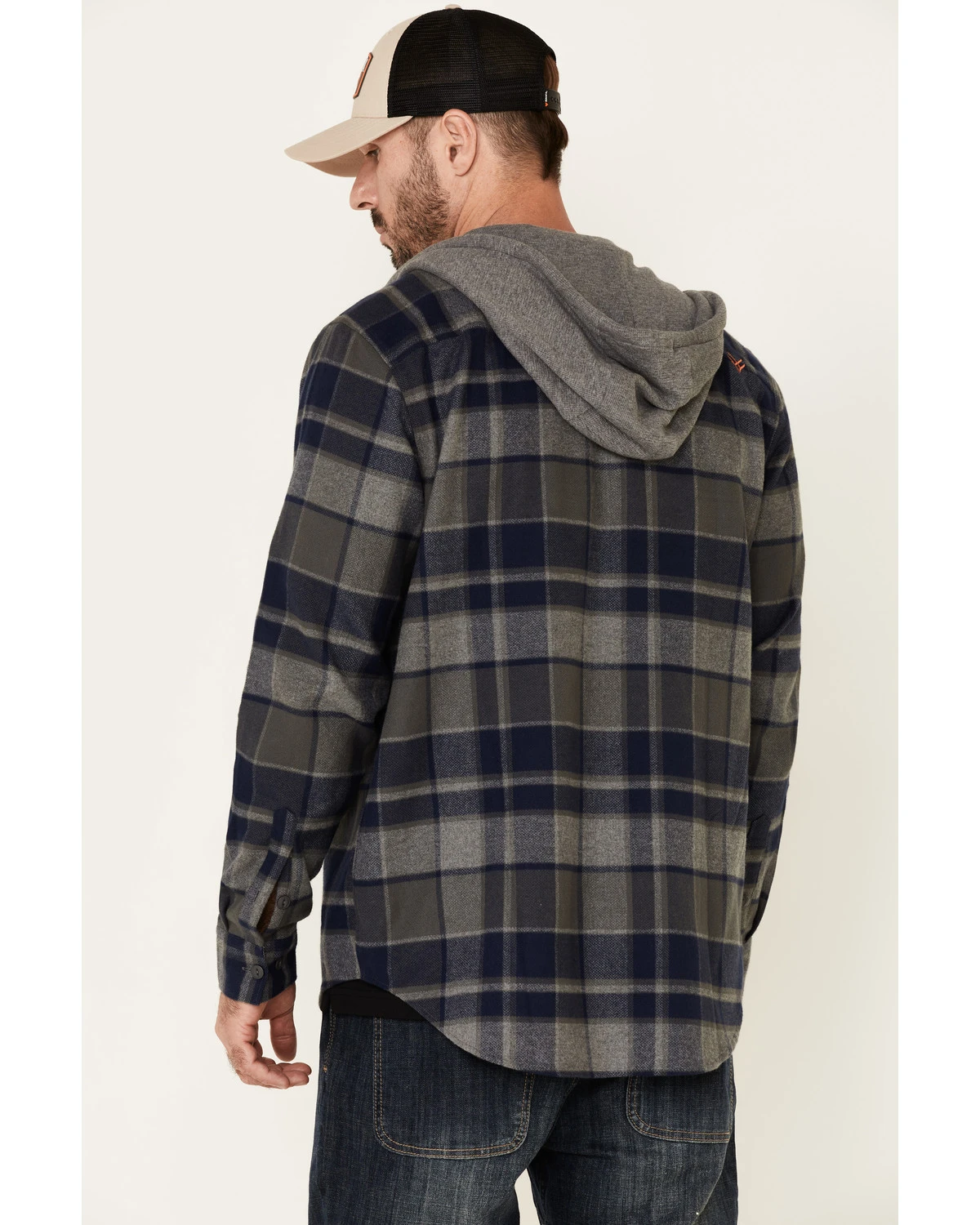 Hawx Men's Dark Gray Townsend Plaid Hooded Long Sleeve Flannel Work Shirt 5 Hawx Men's Dark Gray Townsend Plaid Hooded Long Sleeve Flannel Work Shirt - Image 5