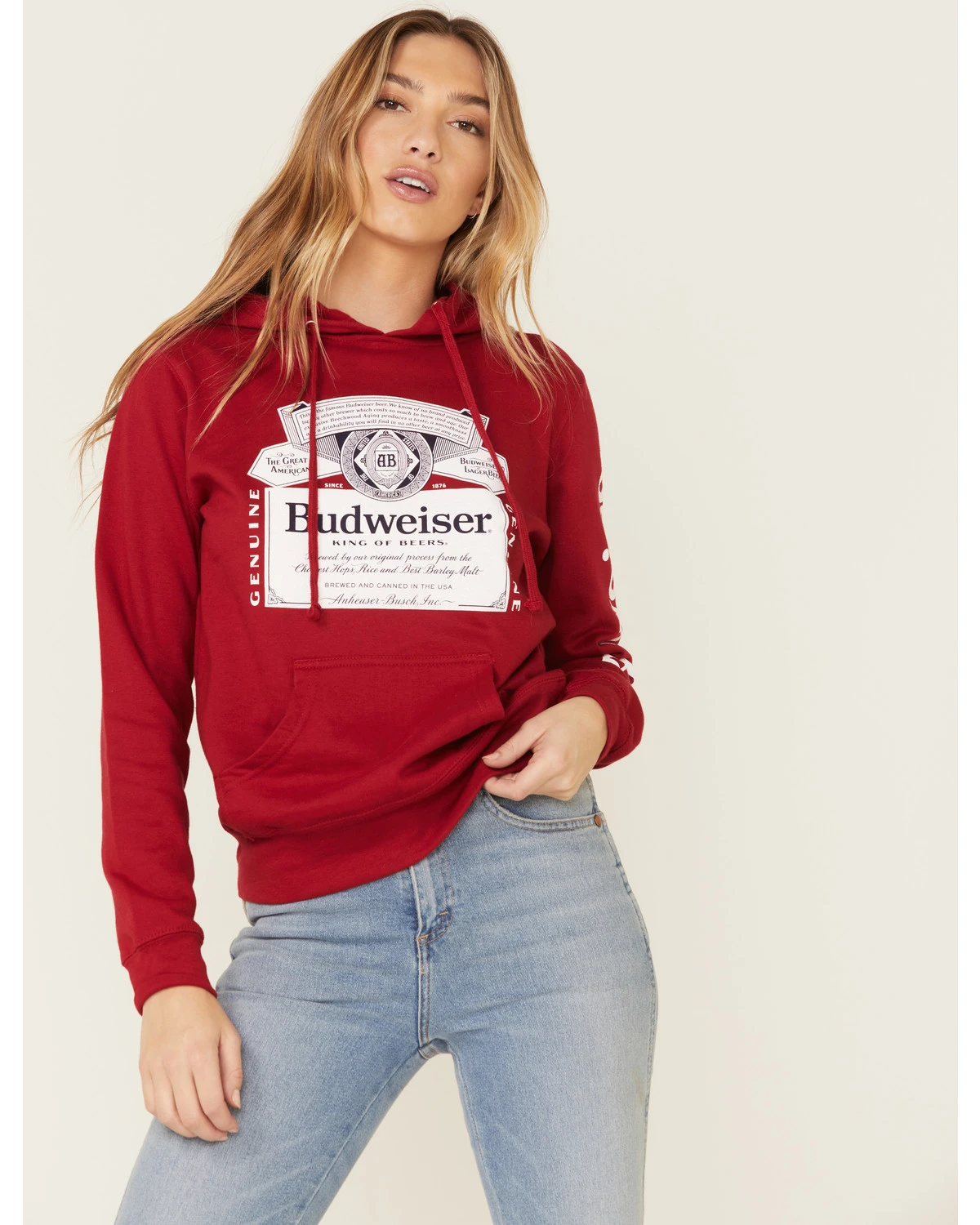 Brew City Beer Gear Women's Budweiser Graphic Hooded Sweatshirt 3 Brew City Beer Gear Women's Budweiser Graphic Hooded Sweatshirt - Image 3