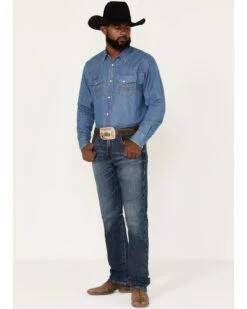 Rock 47 By Wrangler Cornflower Medium Dark Wash Stretch Slim Straight Jeans