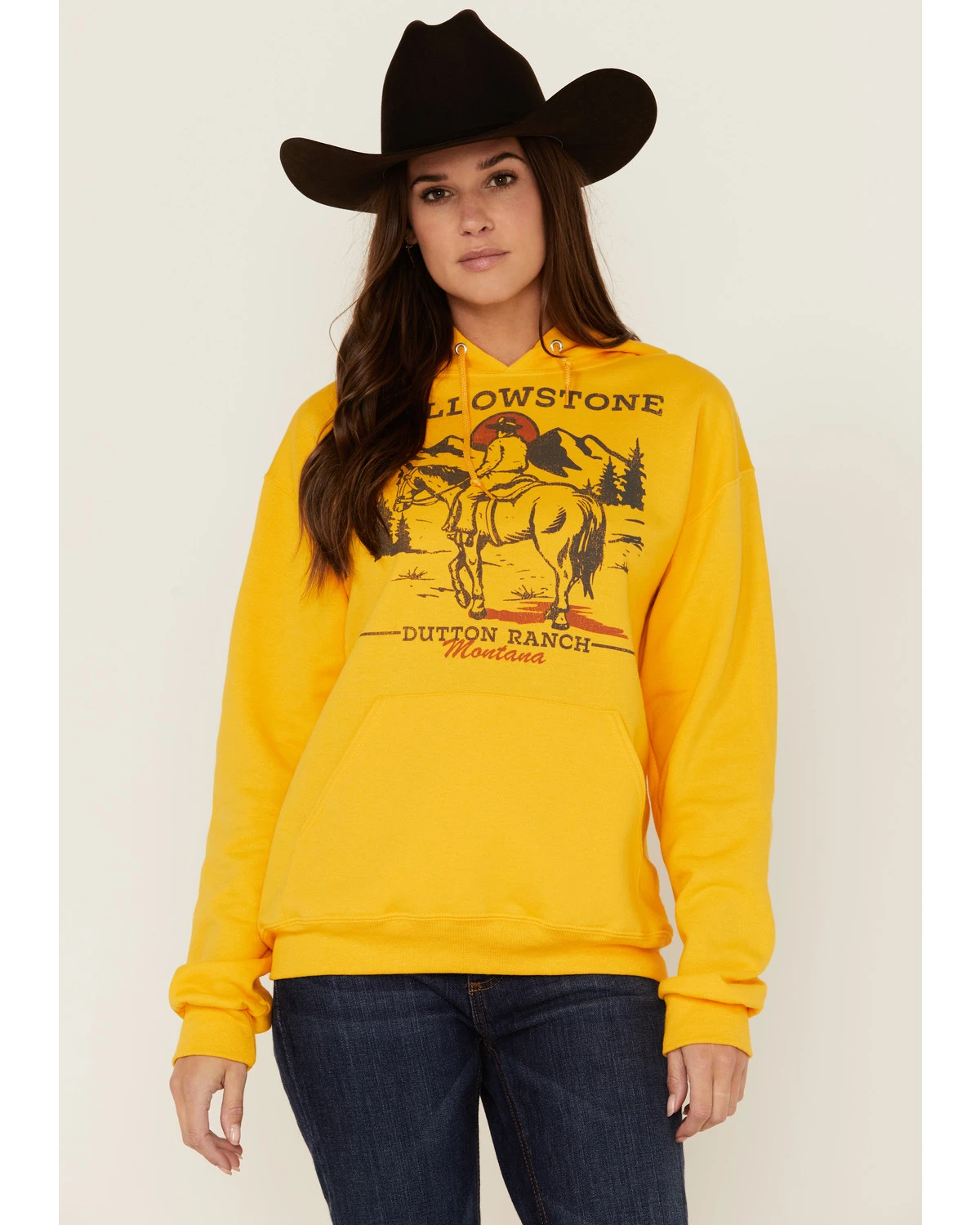 Paramount Network's Yellowstone Women's Yellowstone Lone Cowboy Mustard Graphic Hoodie 1 Paramount Network's Yellowstone Women's Yellowstone Lone Cowboy Mustard Graphic Hoodie