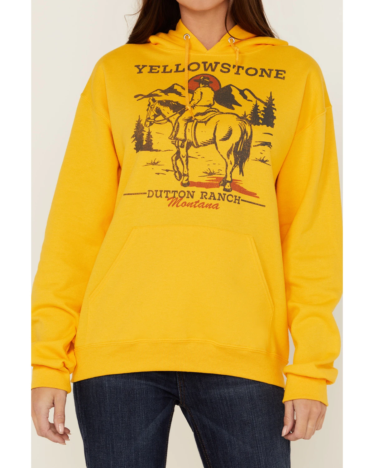 Paramount Network's Yellowstone Women's Yellowstone Lone Cowboy Mustard Graphic Hoodie 3 Paramount Network's Yellowstone Women's Yellowstone Lone Cowboy Mustard Graphic Hoodie - Image 3
