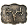 Andwest Men's Antique Brass Scalloped Elk Skull Buckle