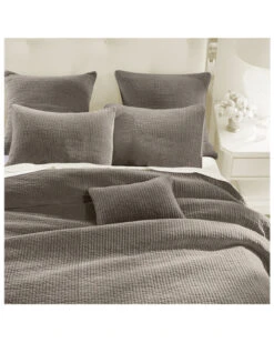 HiEnd Accents Taupe Stonewashed Cotton & Velvet 3-Piece King Quilt Set