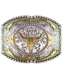 Cody James Men's Antique Silver & Gold Longhorn With Arrows Belt Buckle