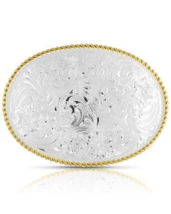 Montana Silversmiths Two-Tone Engraved Western Belt Buckle