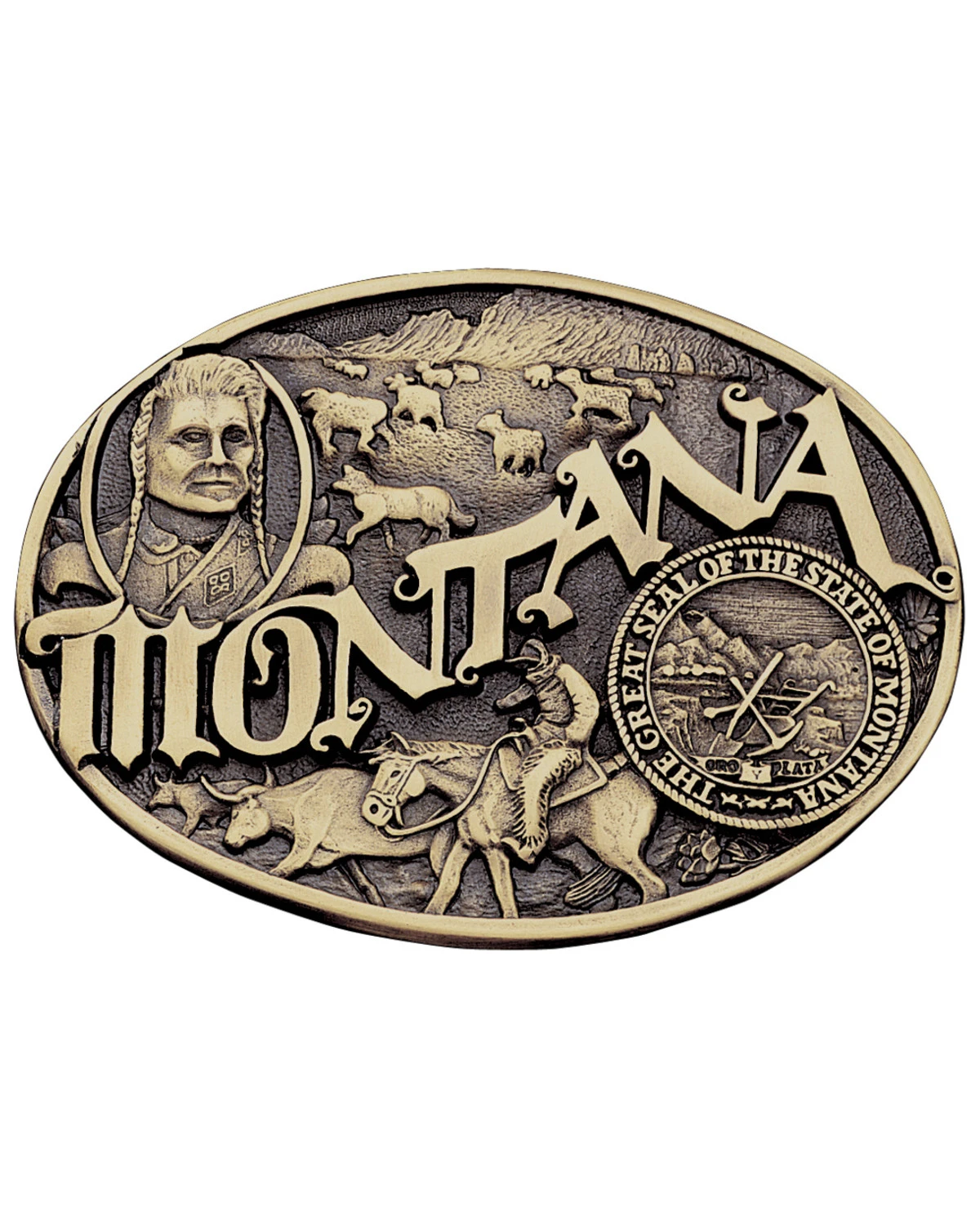 Montana Silversmiths Men's Montana State Heritage Attitude Belt Buckle 1 Montana Silversmiths Men's Montana State Heritage Attitude Belt Buckle
